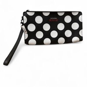 Sephora Rouge polka dot cosmetic wristlet bag. limited edition collectible
